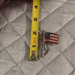 American Flag Brooch with Rhinestones